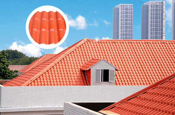 Residential House Orange Plastic UPVC Roof Tile